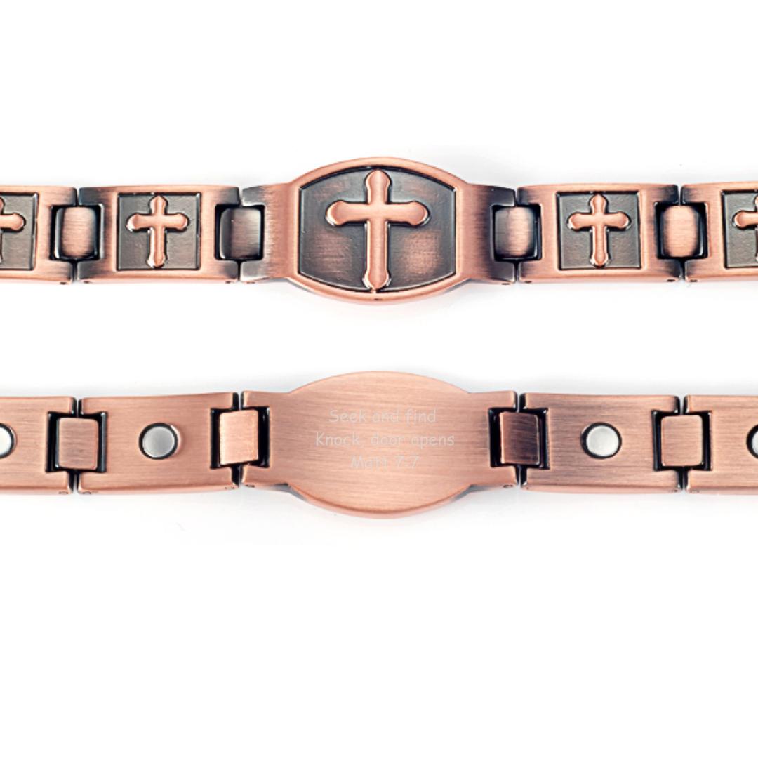Light-Revealed Engraving Cross Link Bracelet (Limited Edition )-Cross Bracelet-Auswara