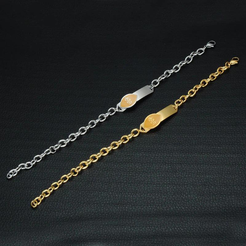 Personalised Medical Alert Gold/Silver Colour Bracelet-Medical ID Bracelet-Auswara