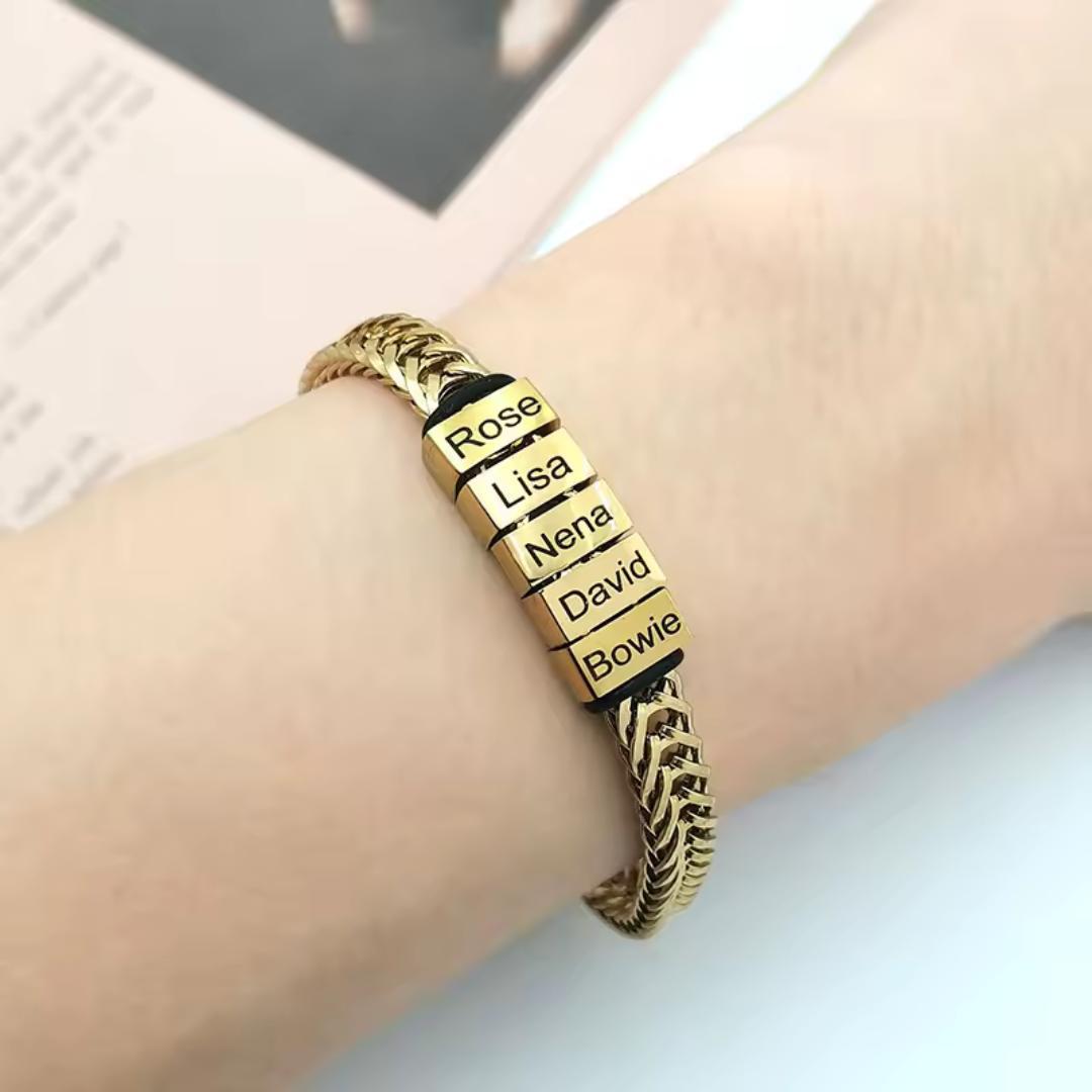 LinkChain Name Bead Bracelet-Personalised Bracelet-Auswara