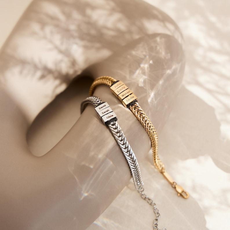 LinkChain Name Bead Bracelet-Personalised Bracelet-Auswara