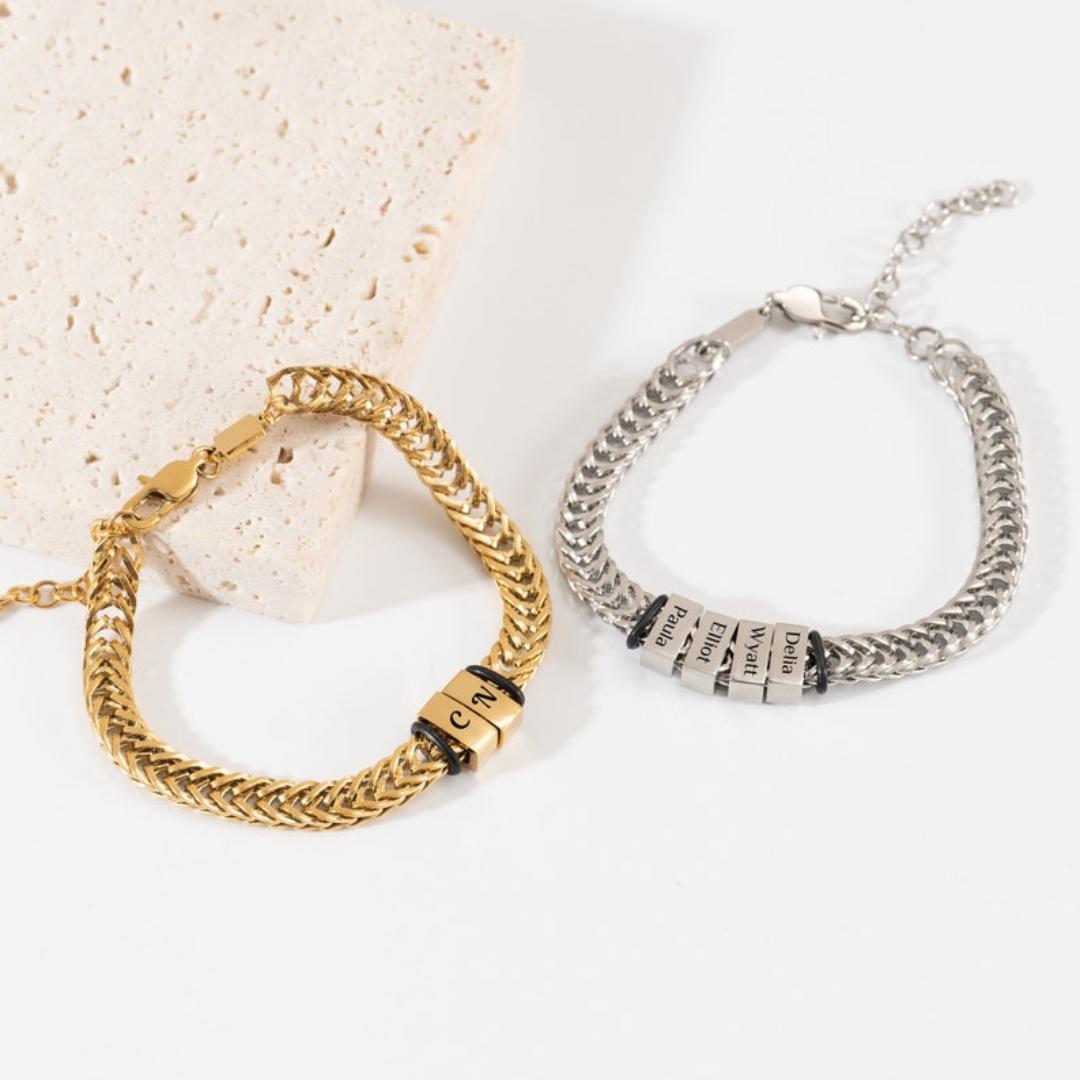 LinkChain Name Bead Bracelet-Personalised Bracelet-Auswara