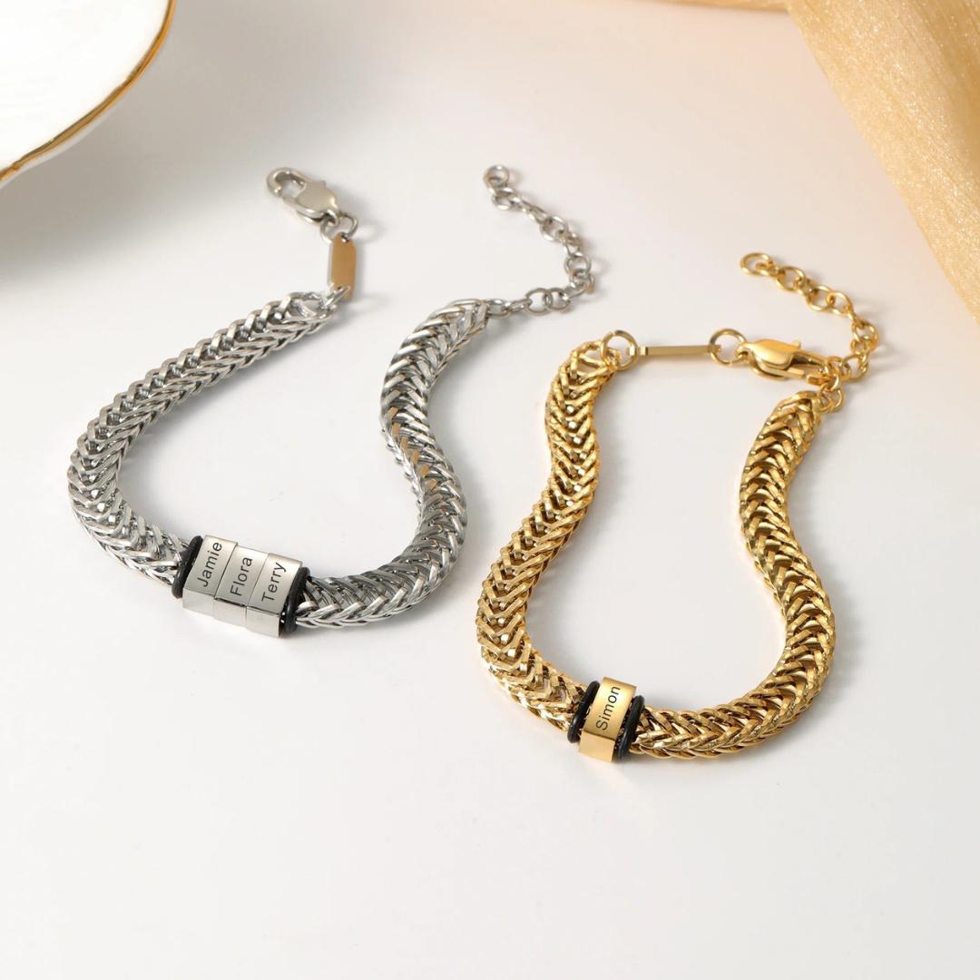 LinkChain Name Bead Bracelet-Personalised Bracelet-Auswara