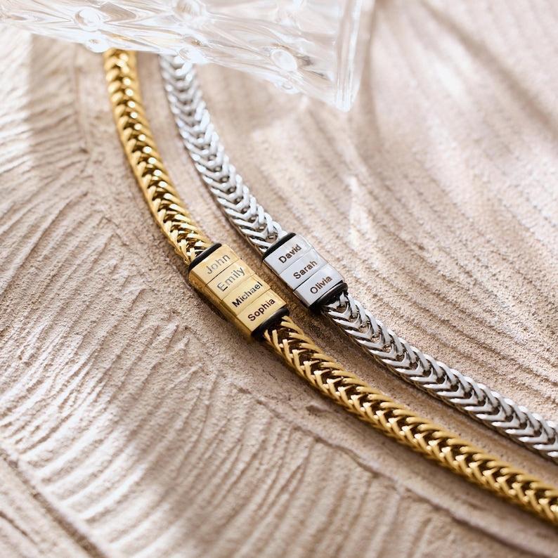 LinkChain Name Bead Bracelet-Personalised Bracelet-Auswara