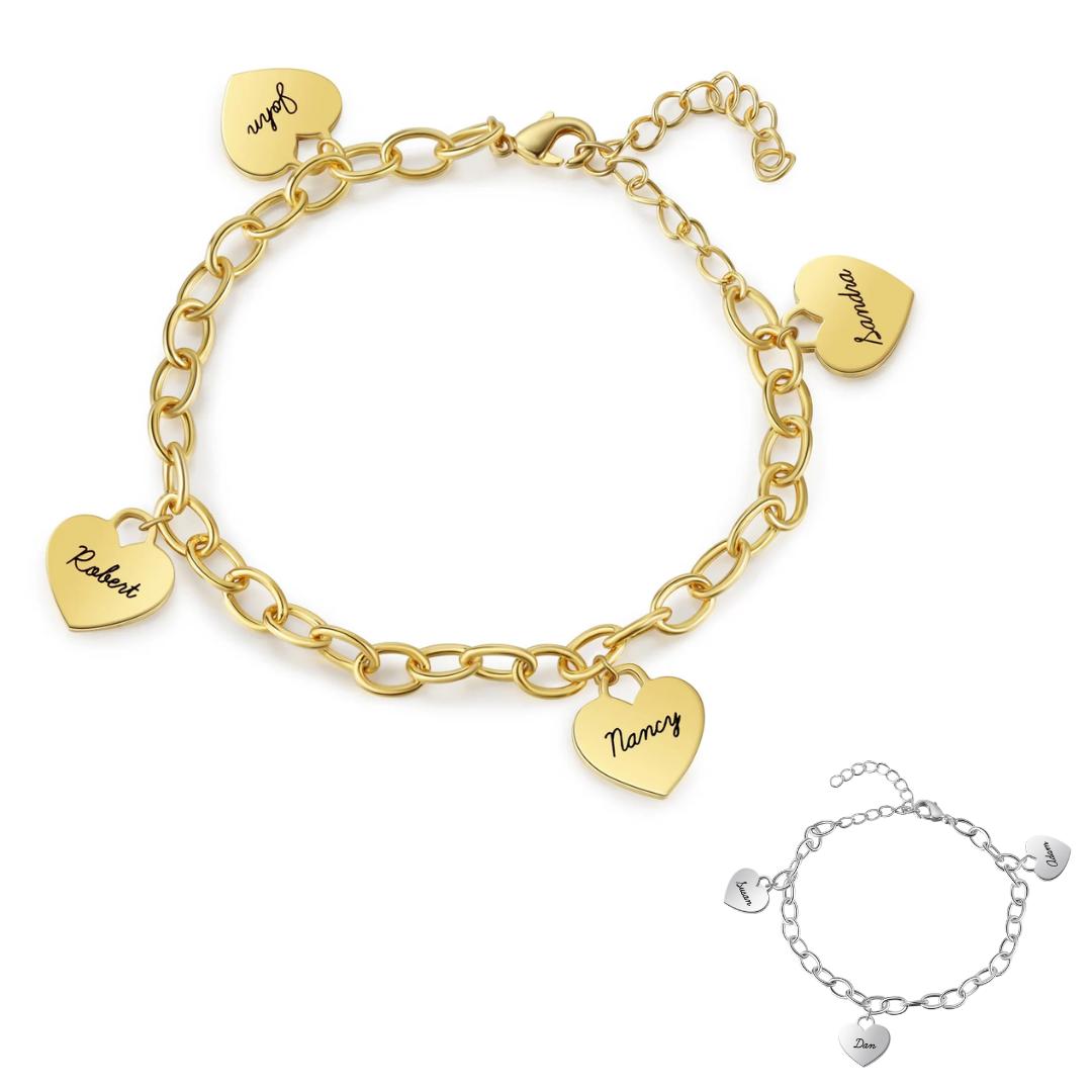 Linked Hearts Women's Personalised Bracelet-Women Bracelets-Auswara