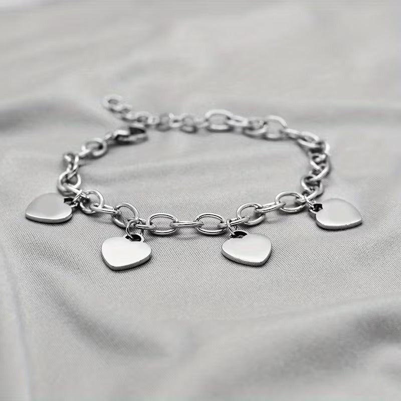 Linked Hearts Women's Personalised Bracelet-Women Bracelets-Auswara