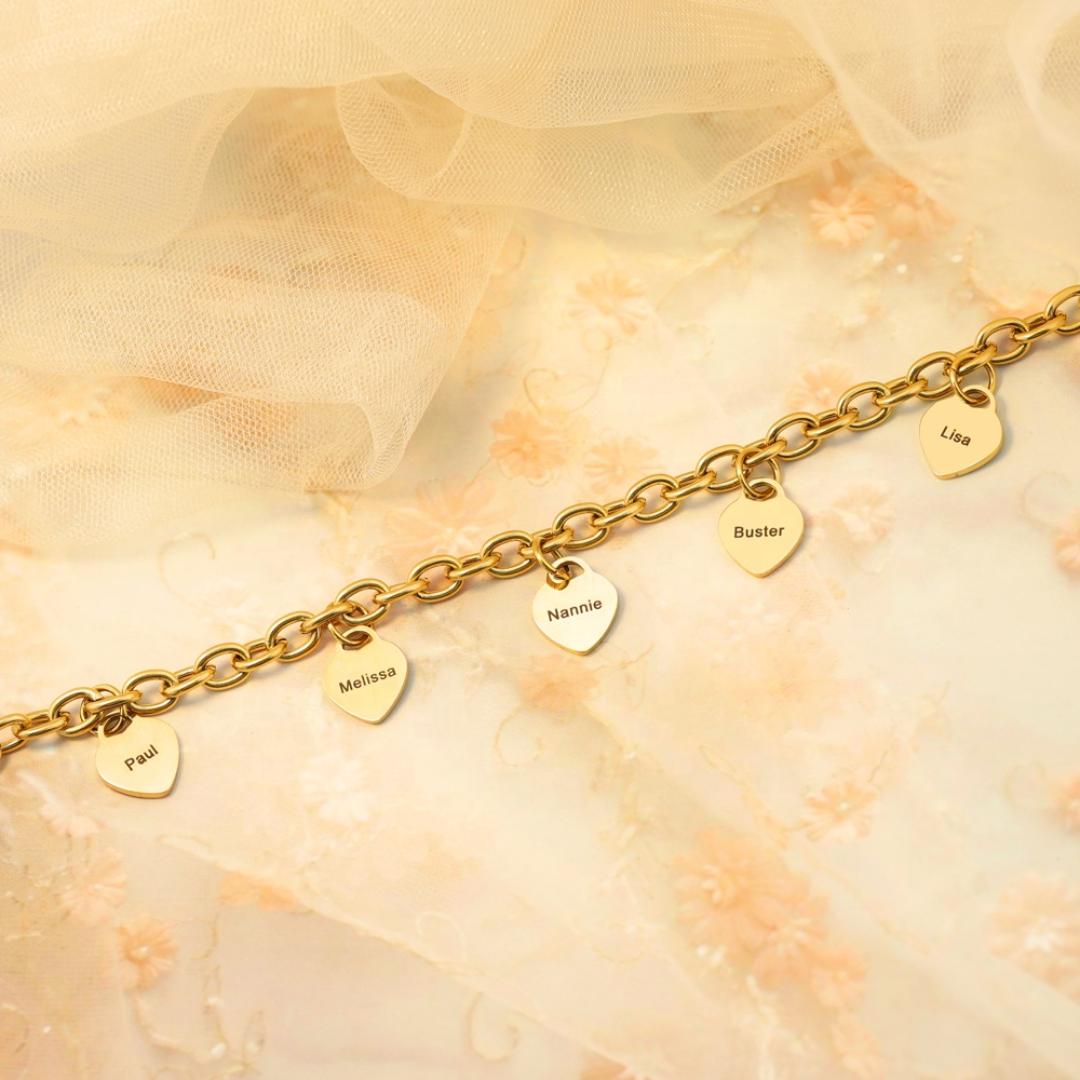 Linked Hearts Women's Personalised Bracelet-Women Bracelets-Auswara