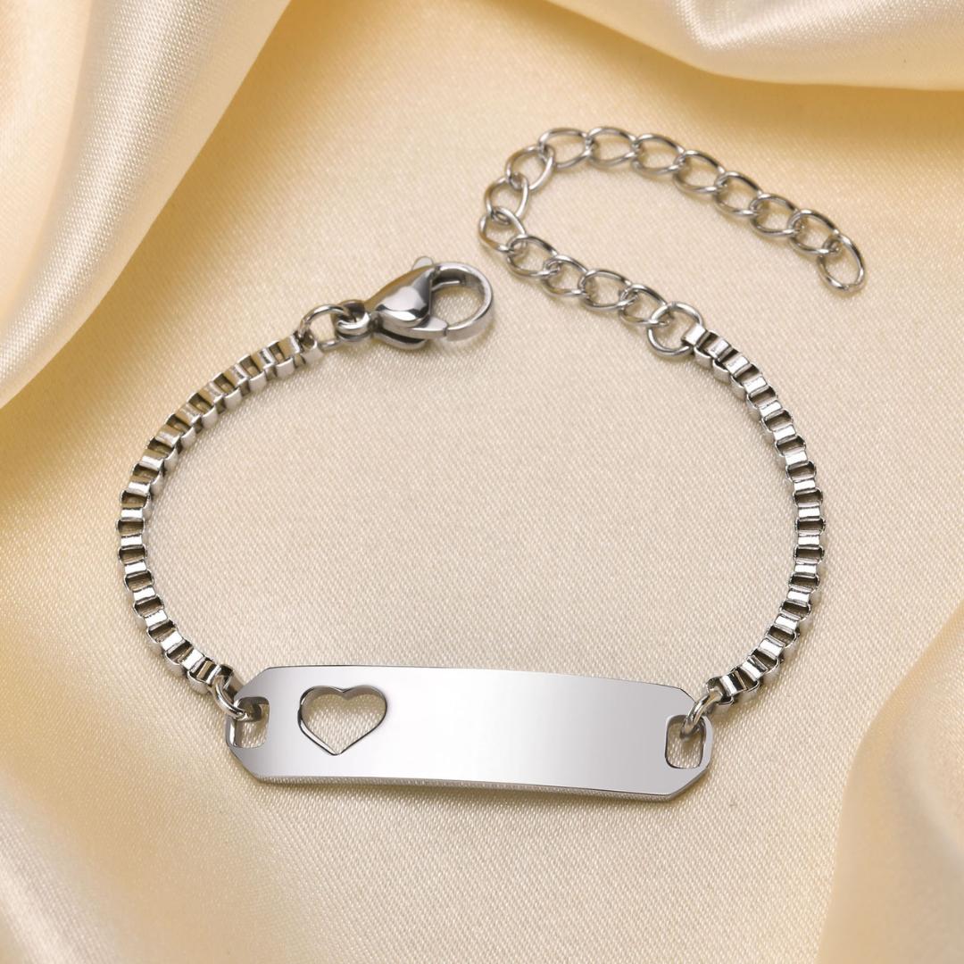 Little Heart Personalised ID Bracelet-Kids Bracelet-Auswara
