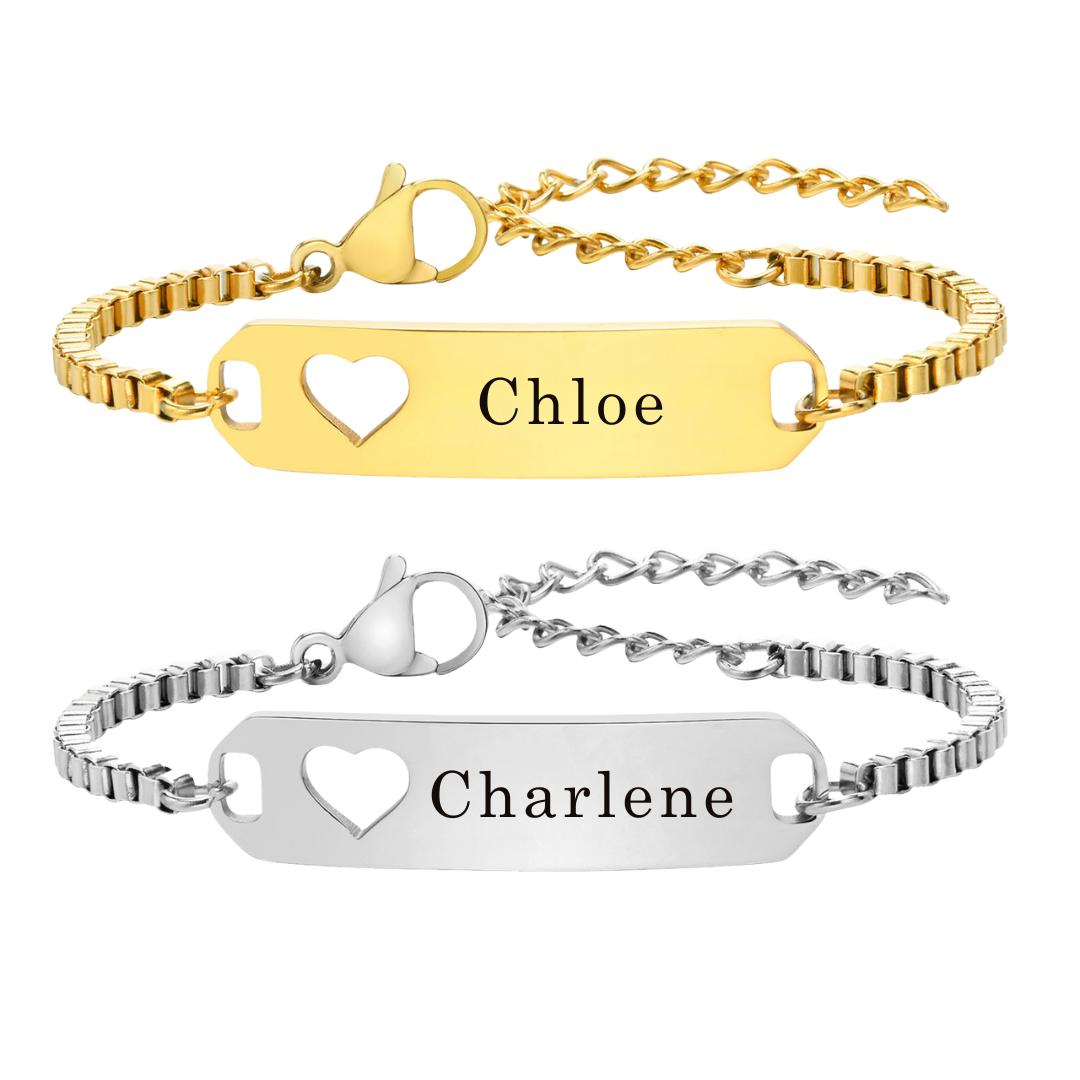 Little Heart Personalised ID Bracelet-Kids Bracelet-Auswara