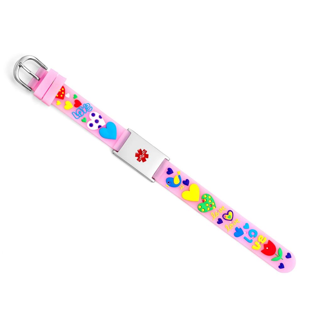 Love Heart Medical Alert Kids Bracelet-Kids Medical Alert Bracelet-Auswara