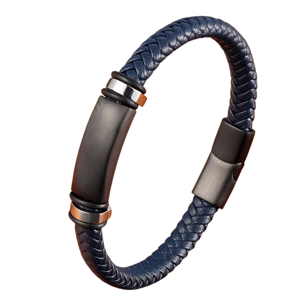 Personalised Leather Bracelet with Stainless Steel Bar