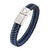 Black & Blue Personalised Braided Leather Bracelet for Men