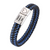 Black & Blue Personalised Braided Leather Bracelet for Men