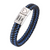 Black & Blue Personalised Braided Leather Bracelet for Men-Personalised Bracelet-Auswara