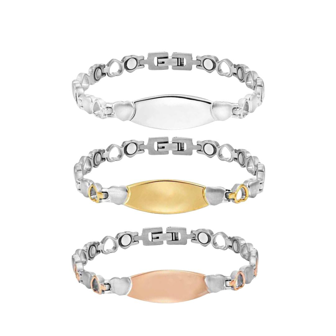 LustraLink Dual Engraving Heart Link Bracelet-Women Bracelets-Auswara
