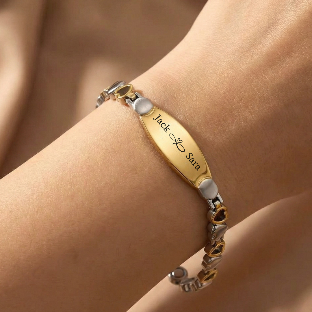 LustraLink Dual Engraving Heart Link Bracelet