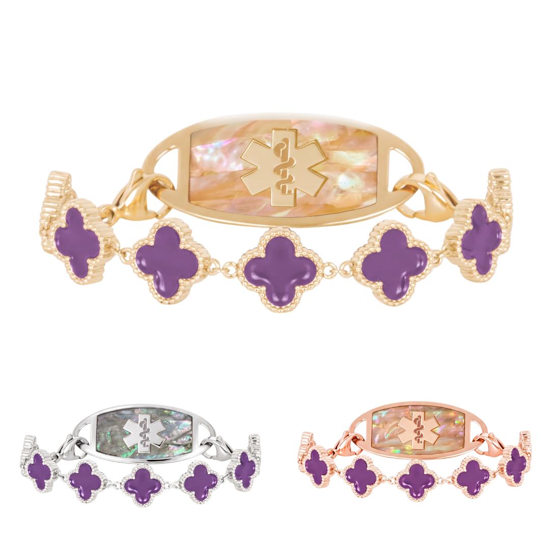 Lustre Purple Bloom Women’s Medical ID Bracelet-Medical ID Bracelet-Auswara