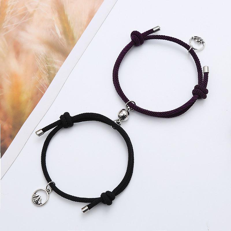 Magnetic Black Rope Friendship Bracelets-Friendship Bracelets-Auswara