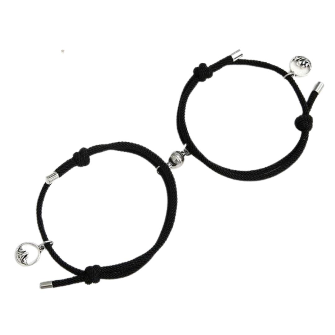 Magnetic Black Rope Friendship Bracelets-Friendship Bracelets-Auswara