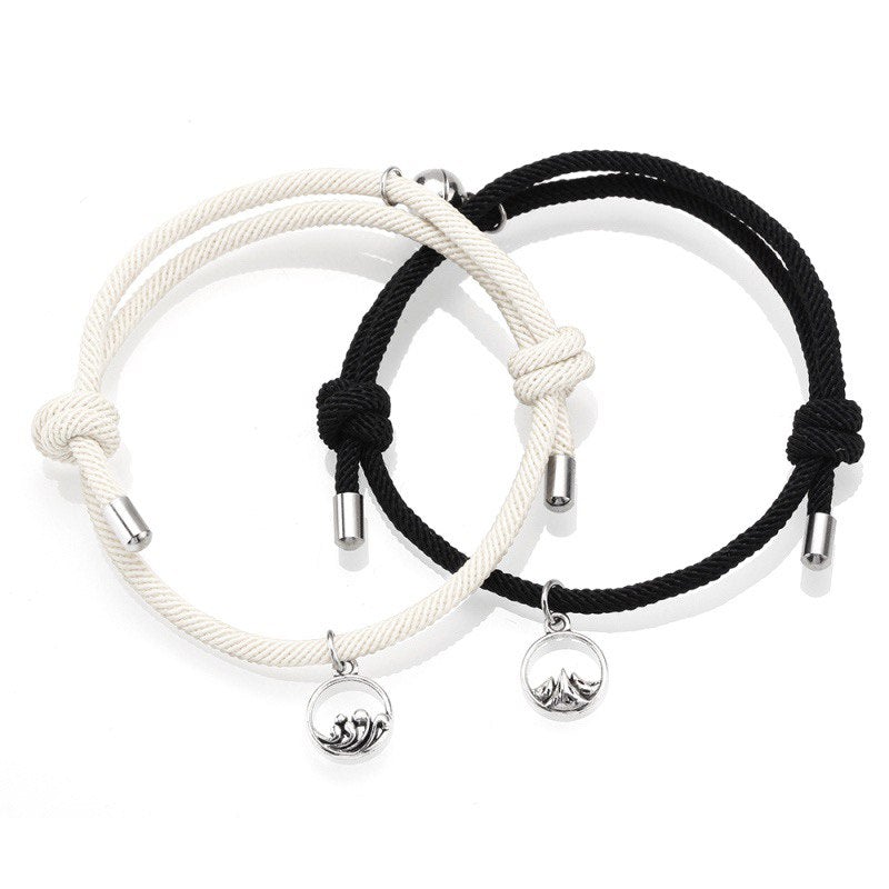 Magnetic Black & White Friendship Rope Bracelets-Friendship Bracelets-Auswara