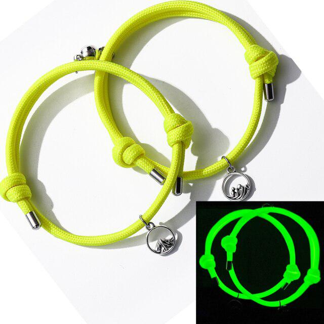 Magnetic Dark Yellow Rope Bracelets for Couples-Couple Bracelet-Auswara