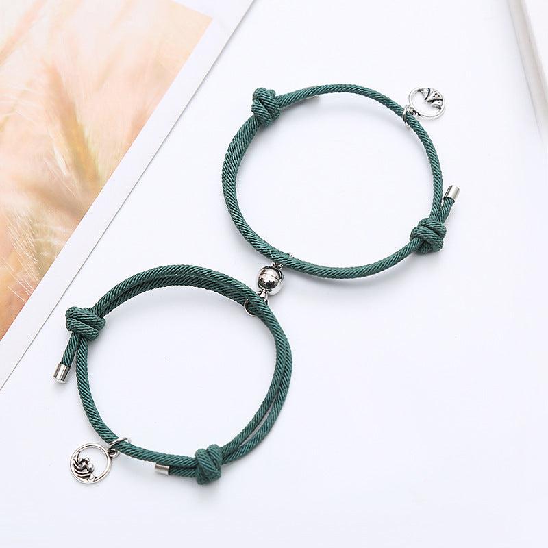 Magnetic Green Rope Friendship Bracelets-Friendship Bracelets-Auswara