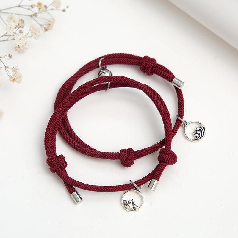 Magnetic Maroon Rope Friendship Bracelets-Friendship Bracelets-Auswara