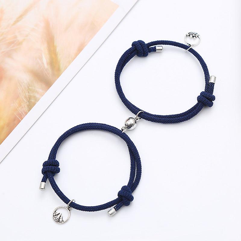 Magnetic Navy Rope Bracelets for Couples-Couple Bracelet-Auswara