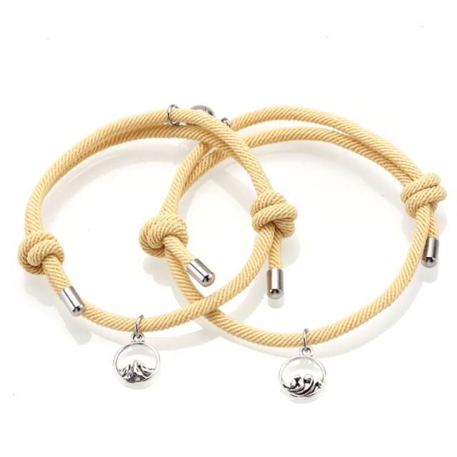 Magnetic Off White Rope Bracelets for Couples-Couple Bracelet-Auswara