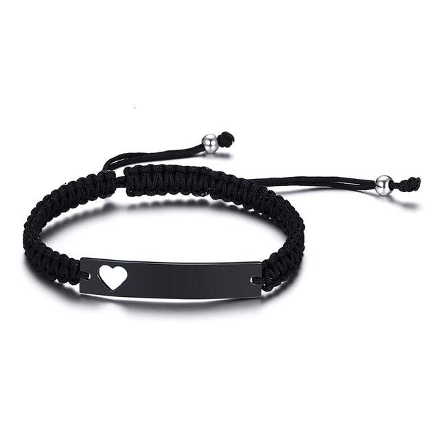 Magnetic Personalised Couples Matching Bracelets with Hollow Hearts-Couple Bracelet-Auswara
