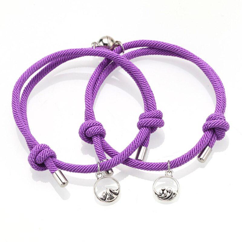 Magnetic Purple Rope Bracelets for Couples-Couple Bracelet-Auswara