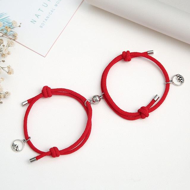 Magnetic Red Rope Bracelets for Couples-Couple Bracelet-Auswara