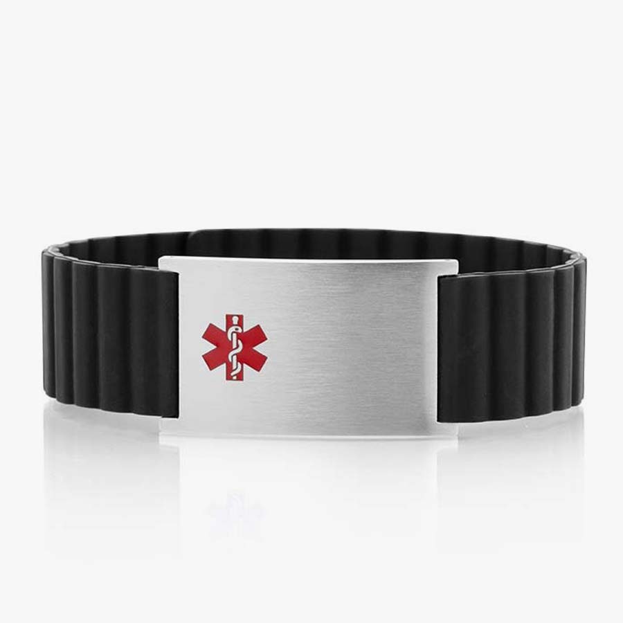 Activewear Sport Silicone Medical ID Bracelet in Rainbow and Silver