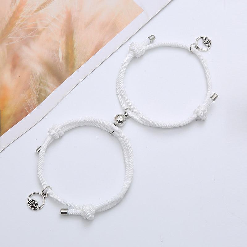 Magnetic White Rope Bracelets for Couples-Couple Bracelet-Auswara