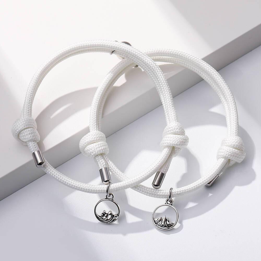 Magnetic White Rope Bracelets for Couples-Couple Bracelet-Auswara
