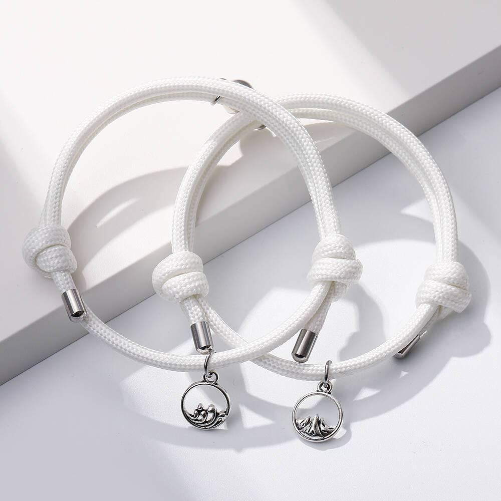 Magnetic White Rope Friendship Bracelets-Friendship Bracelets-Auswara