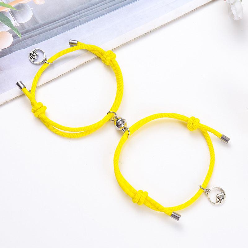 Magnetic Yellow Rope Bracelets for Couples-Couple Bracelet-Auswara