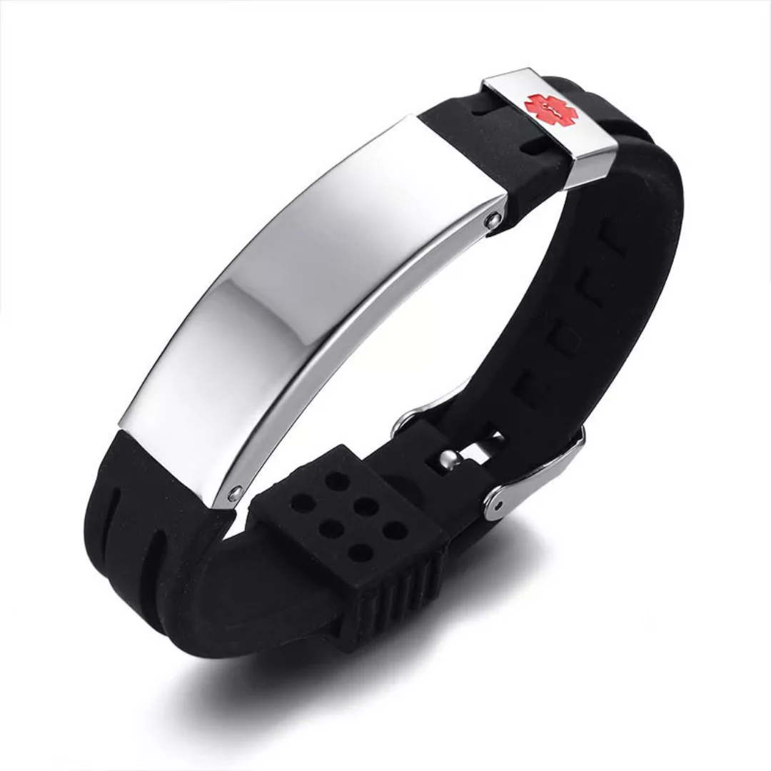 MaxEngrave Black Medical ID Band – Dual Sided