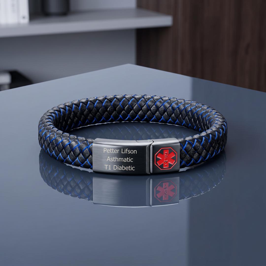 MedCore Braided Leather Medical ID Bracelet-Medical ID Bracelet-Auswara