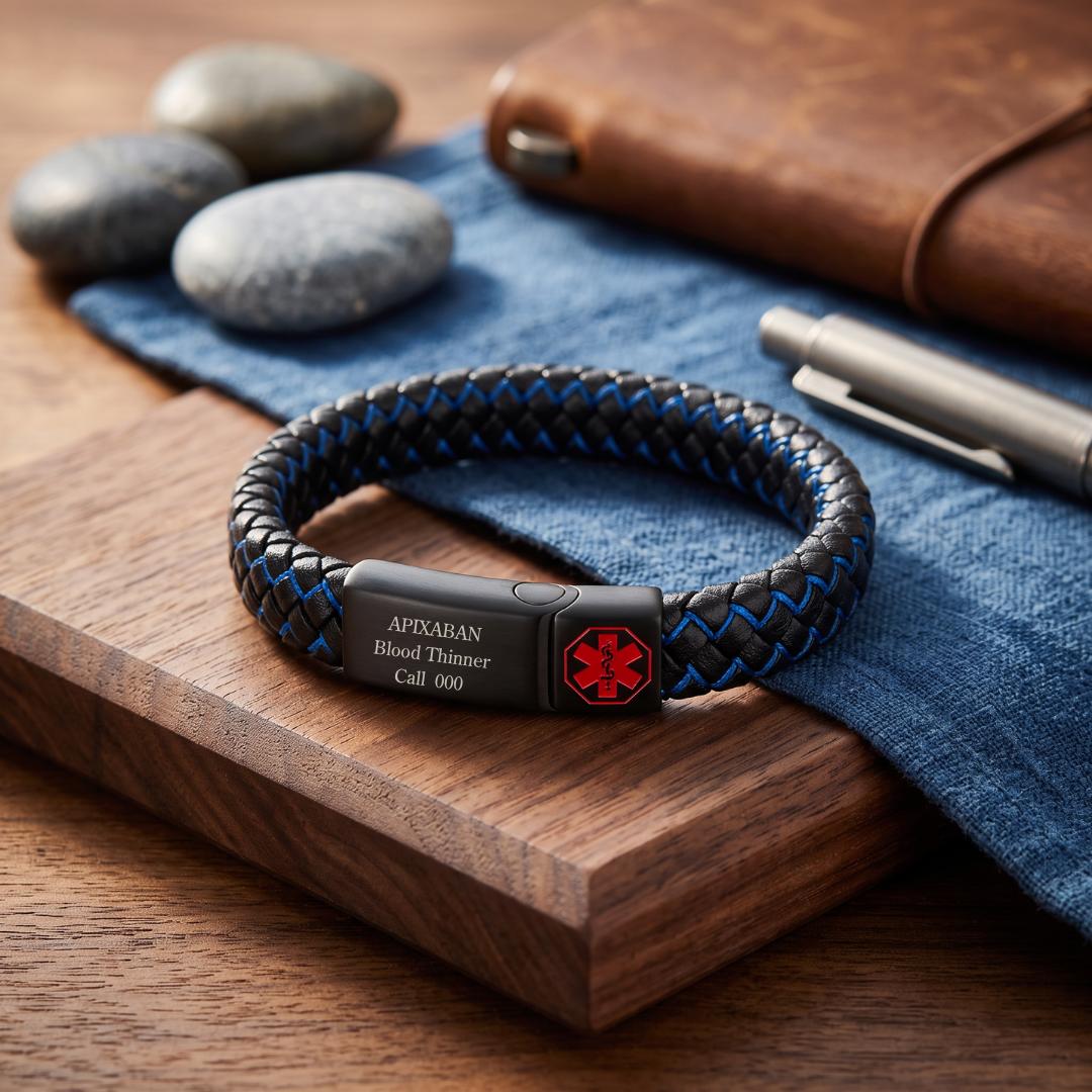 MedCore Braided Leather Medical ID Bracelet-Medical ID Bracelet-Auswara