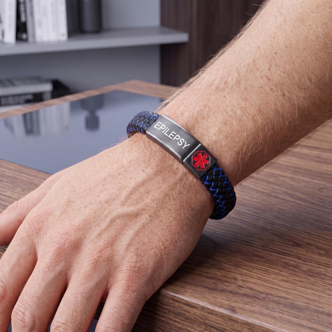 MedCore Braided Leather Medical ID Bracelet-Medical ID Bracelet-Auswara