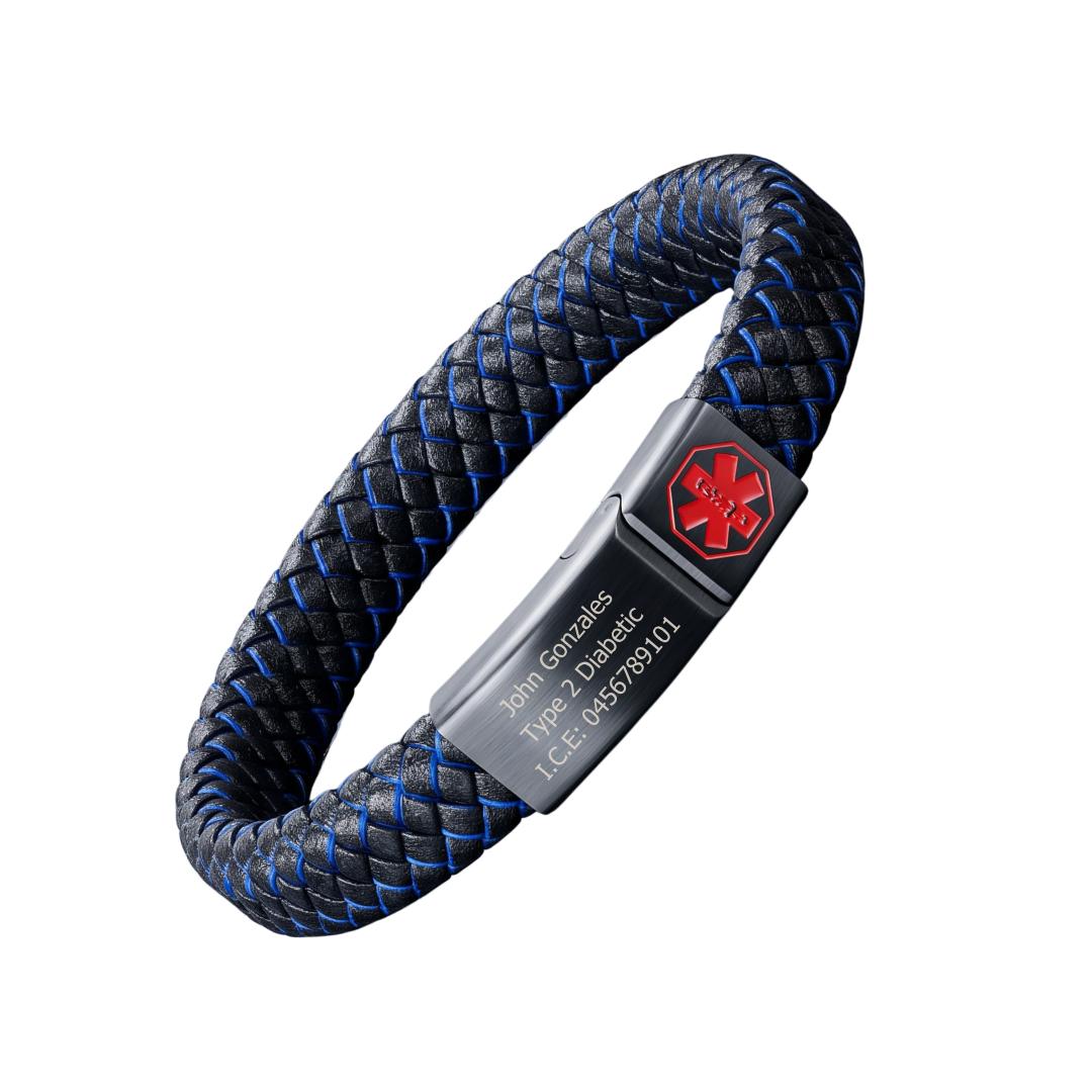 MedCore Braided Leather Medical ID Bracelet-Medical ID Bracelet-Auswara
