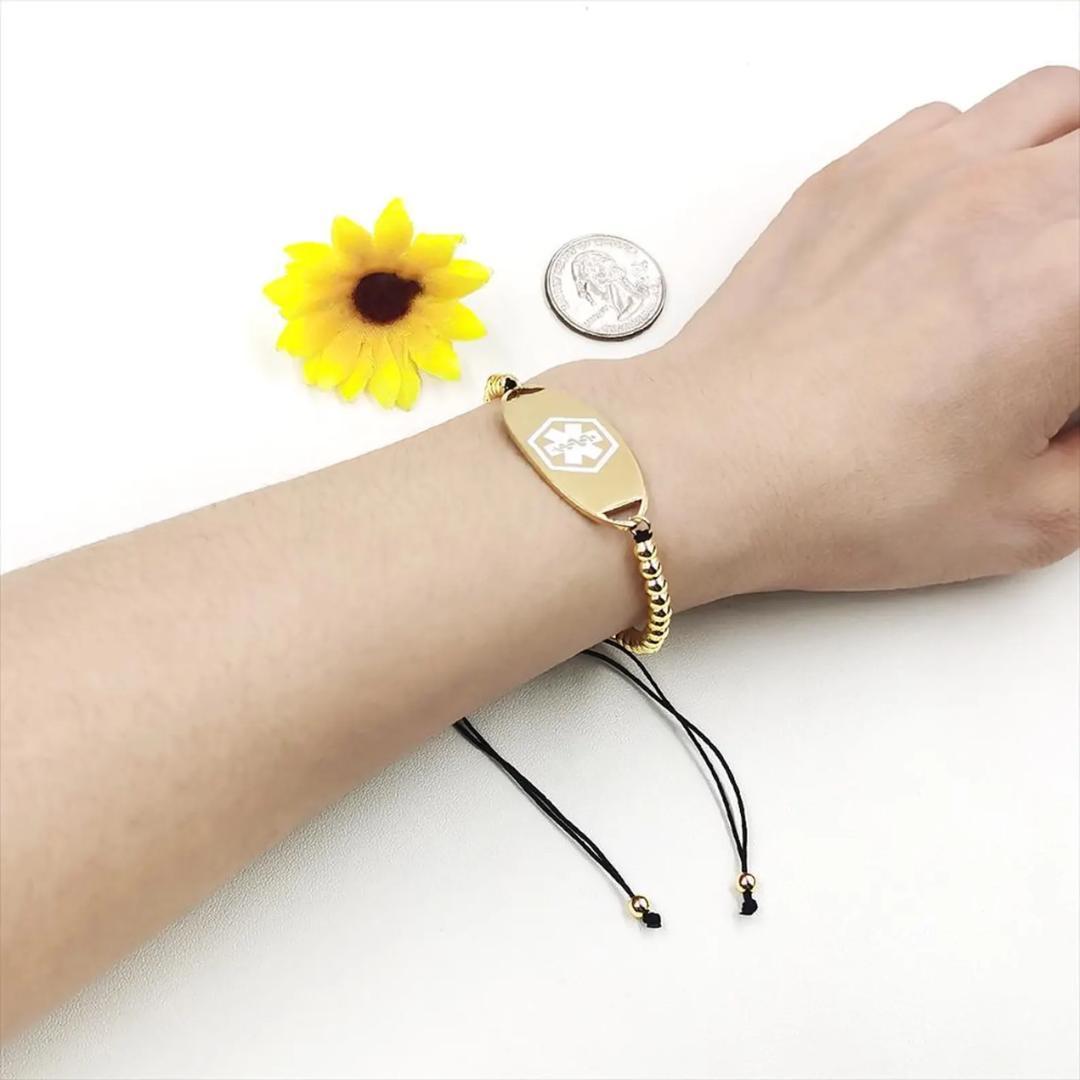MedLux Aura – Gold Colour Beads-Medical ID Bracelet-Auswara