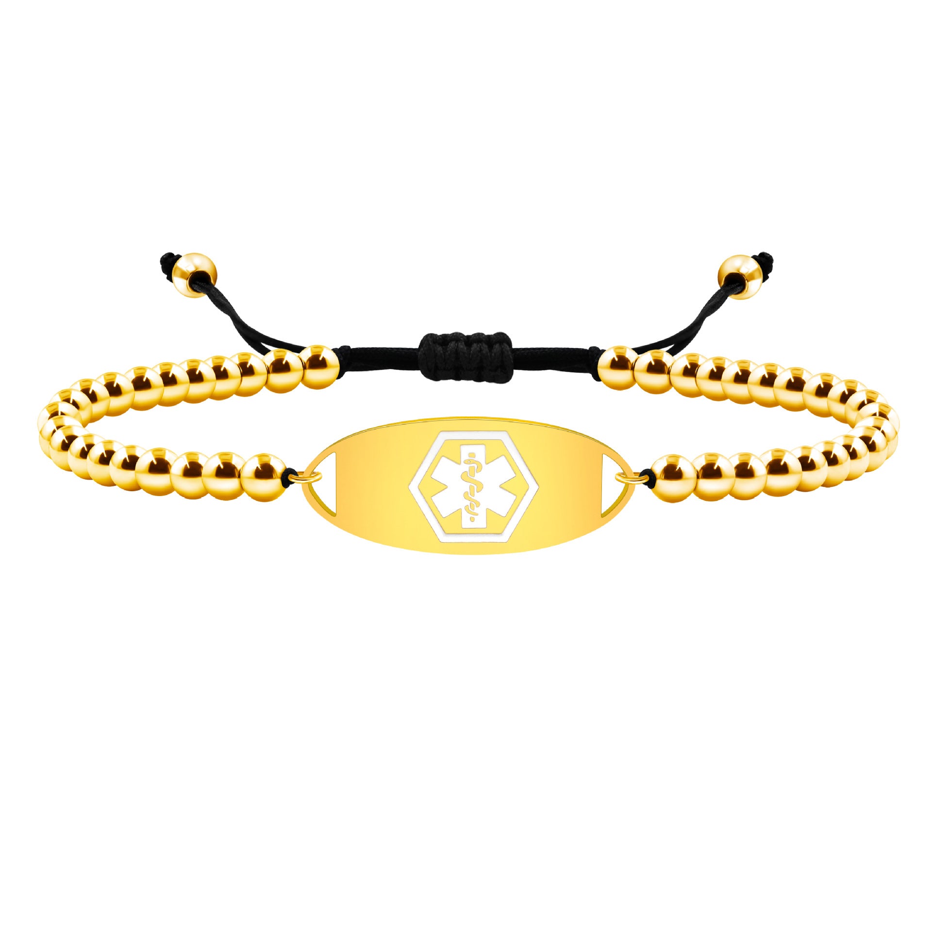 MedLux Aura – Gold Colour Beads-Medical ID Bracelet-Auswara