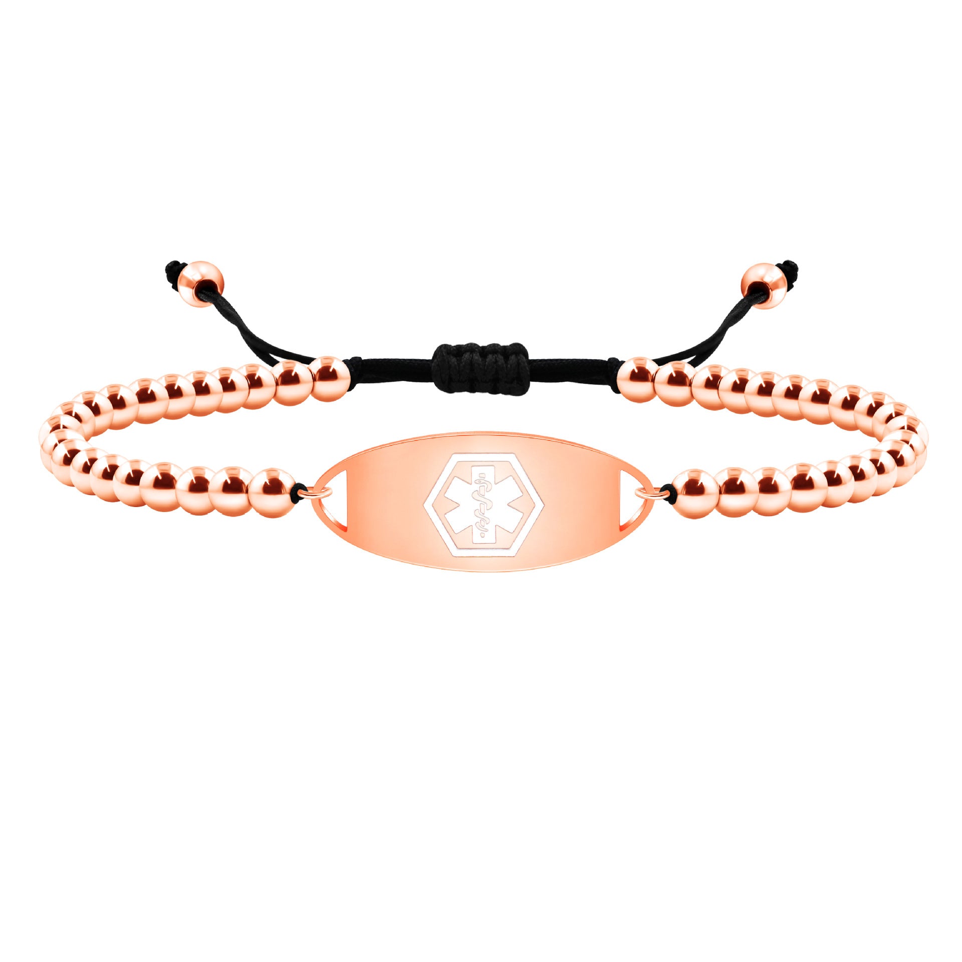 MedLux Aura – Rose Gold Colour Beads-Medical ID Bracelet-Auswara
