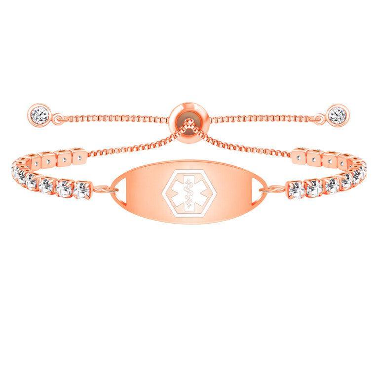 MedLux Aura – Rose Gold Gold Colour with Cubic Zirconia-Medical ID Bracelet-Auswara