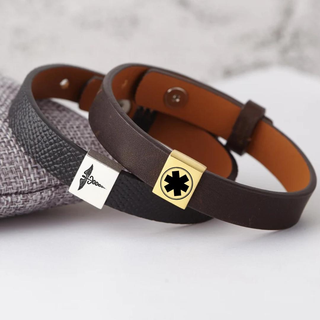 MediForma Leather ID Bracelet-Medical ID Bracelet-Auswara