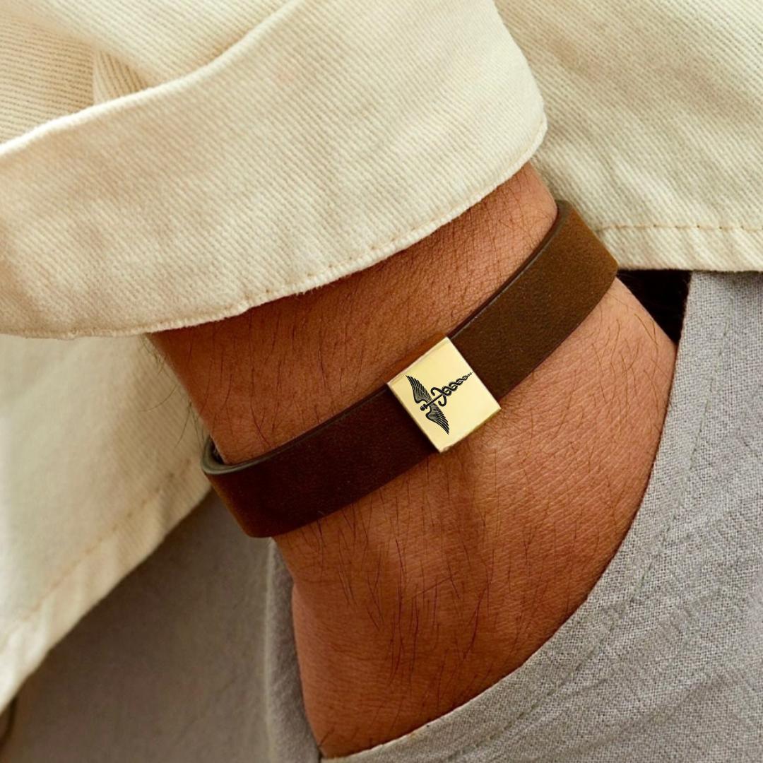 MediForma Leather ID Bracelet-Medical ID Bracelet-Auswara