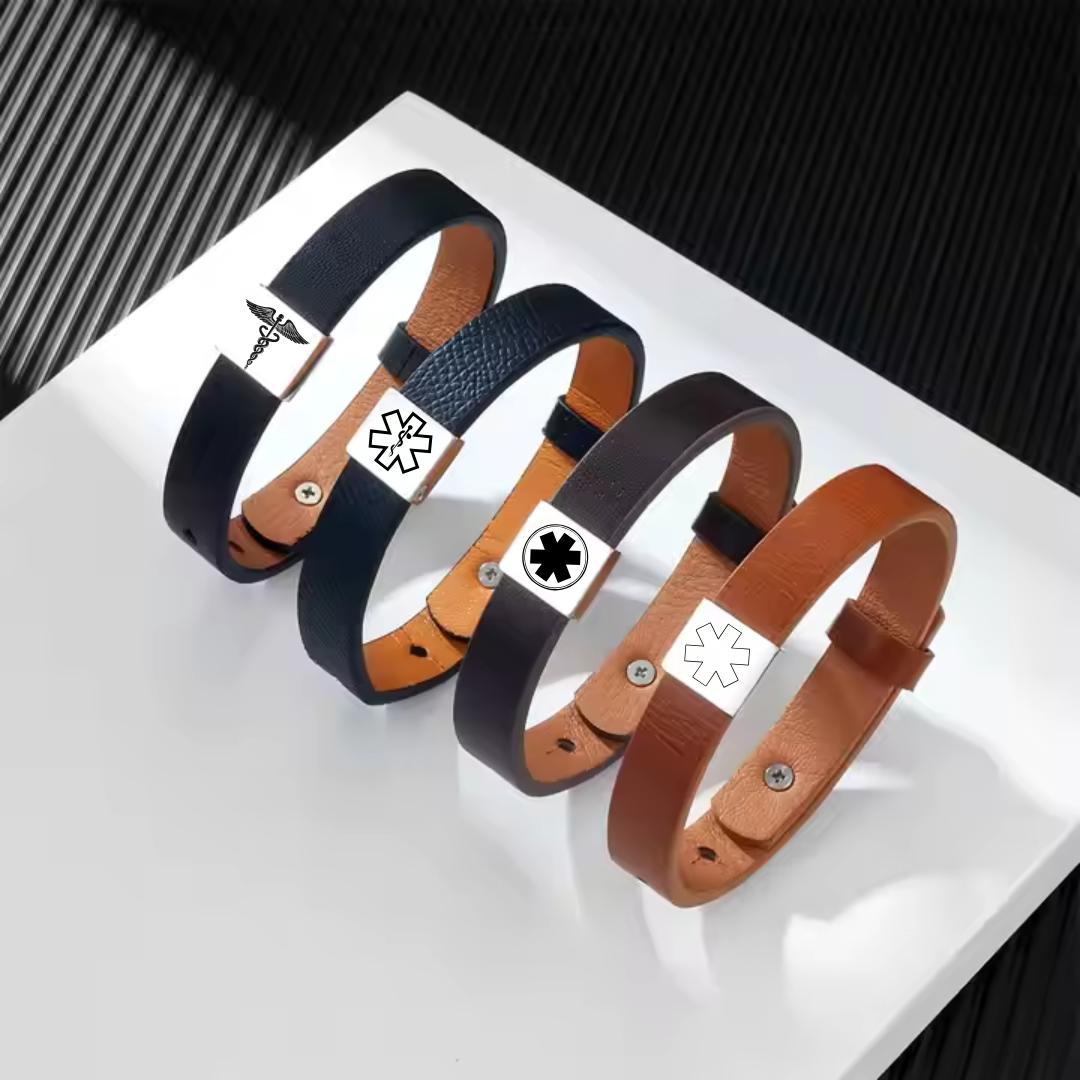 MediForma Leather ID Bracelet-Medical ID Bracelet-Auswara
