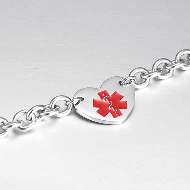 Medical Alert ID Bracelet with Heart Charm-Medical ID Bracelet-Auswara