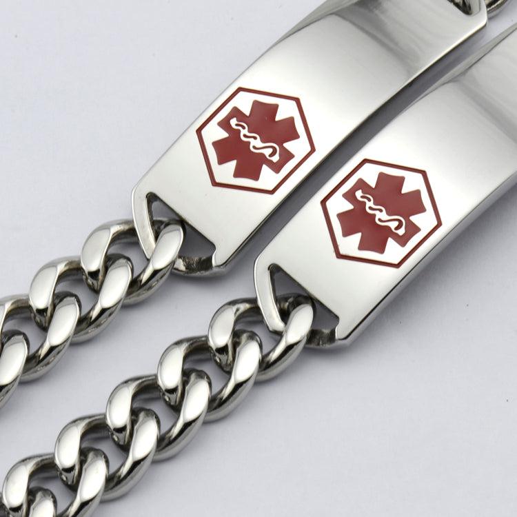 Medical Alert ID Silver Stainless Steel Bracelet-Medical ID Bracelet-Auswara